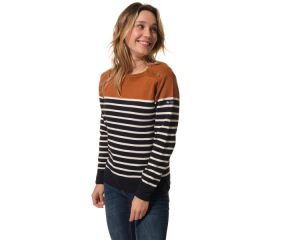 Pull marin Evasion Femme Hublot marron