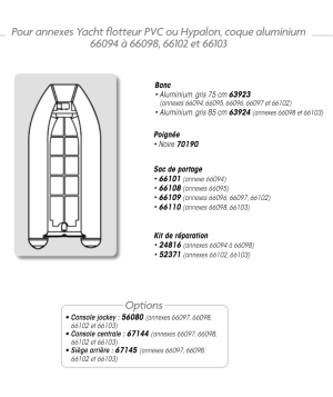 Pièces pour Annexe Yacht coque aluminium Plastimo