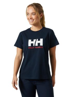 T-shirt Logo 2.0 Femme Helly Hansen bleu marine sur mannequin