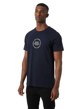 T-Shirt Core Graphic Helly Hansen bleu marine sur mannequin