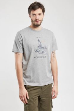 T-Shirt motif Phare Veppy Bermudes gris clair